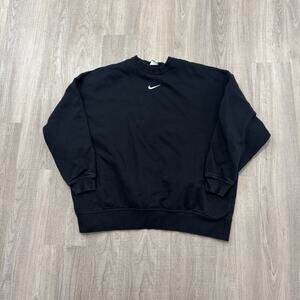 Nike Sportswear Oversized Fleece Sweatshirt Womens Small Black Crewneck Comfy